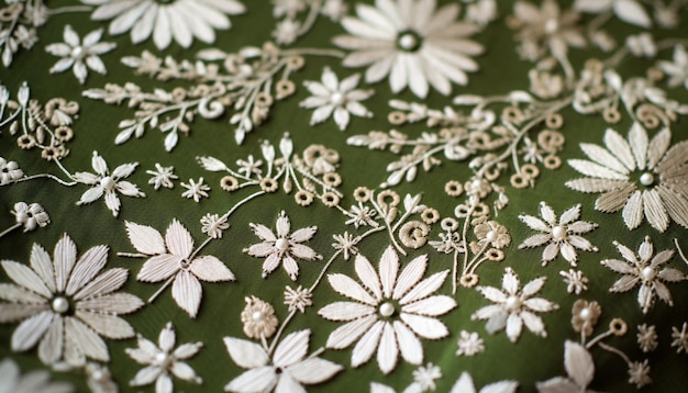 haftowana tkanina z motywem kwiatowym